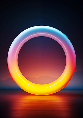 JPG 편집이미지 사람없음 빛 컬러풀 조형물 원형 고리 디지털합성 네온 그라데이션 편집소스 이미지편집 편집실사 AI컴퓨터그래픽 AI콘텐츠 도형 컬러 미술 CG 파일형식