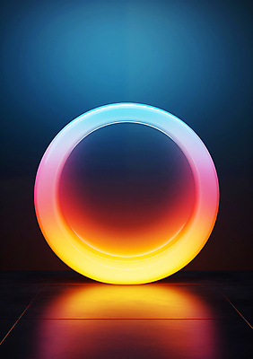 JPG 편집이미지 사람없음 빛 컬러풀 조형물 원형 고리 디지털합성 네온 그라데이션 편집소스 이미지편집 편집실사 AI컴퓨터그래픽 AI콘텐츠 도형 컬러 미술 CG 파일형식