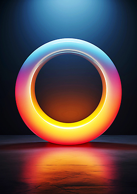 JPG 편집이미지 사람없음 빛 컬러풀 조형물 원형 고리 디지털합성 네온 그라데이션 편집소스 이미지편집 편집실사 AI컴퓨터그래픽 AI콘텐츠 도형 컬러 미술 CG 파일형식