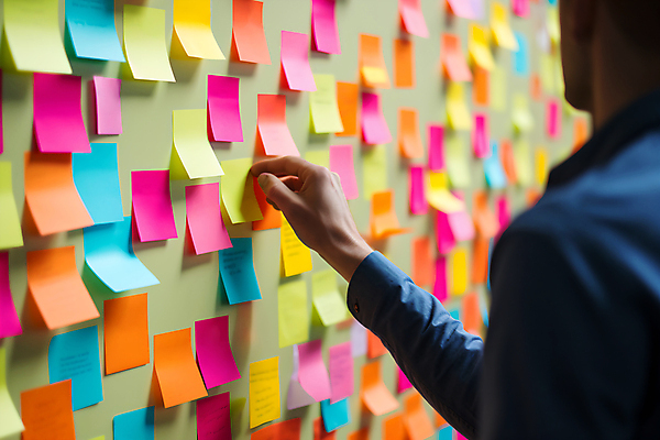 JPG 편집이미지 손 남자 벽 백그라운드 비즈니스 한명 상반신 성인 신체부위 가득함 포스트잇 붙이기 성인남자한명만 편집실사 AI인물포토 AI콘텐츠 1 모션 사람 메모지 CG 남자한명만 성인남자만 파일형식 AI포토