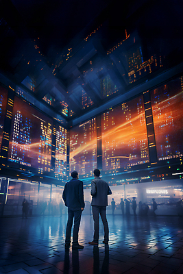JPG 전신 편집이미지 응시 남자 백그라운드 성인 두명 경제 모니터 주식 스마트 주식거래 주식시장 성인남자만 편집실사 AI인물포토 AI콘텐츠 시선 컨셉 사람 금융 컴퓨터 거래 CG 남자만 성인만 파일형식 AI포토
