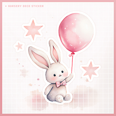 PSD 별 분홍색 동물캐릭터 스티커 일러스트 수채화 들기 사람없음 귀여움 토끼 풍선 국내일러스트 일러캐릭터 자연요소 동물 캐릭터 컬러 컨셉 포유류 모션 반려동물 파일형식