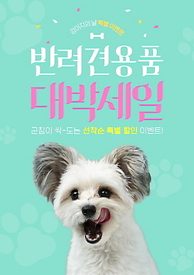 PSD 편집이미지 한마리 반려견 이벤트 타이포그라피 사람없음 반려동물 세일 강아지 메롱 애견용품 민트색 믹스견 이미지편집 반려용품 동물 문자 1 컬러 모션 개 오브젝트 파일형식