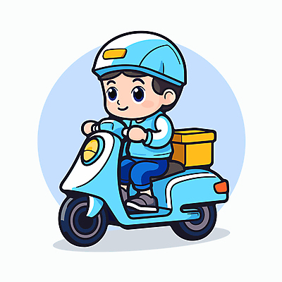 전신 캐릭터 남자 하늘색 일러스트 한명 성인 파란색 운전 오토바이 배달원 승차 배송 성인남자한명만 일러캐릭터 AI파일 직업 1 컬러 모션 사람 바이크 남자한명만 성인남자만 파일형식 벡터