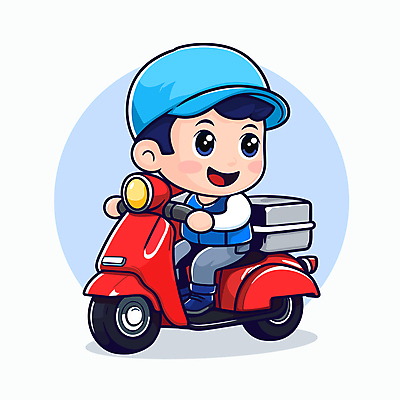 전신 캐릭터 남자 하늘색 일러스트 한명 성인 운전 오토바이 배달원 승차 배송 성인남자한명만 일러캐릭터 AI파일 직업 1 모션 사람 파란색 바이크 남자한명만 성인남자만 파일형식 벡터