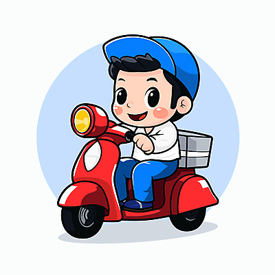 전신 캐릭터 남자 하늘색 일러스트 한명 성인 운전 오토바이 배달원 승차 배송 성인남자한명만 일러캐릭터 AI파일 직업 1 모션 사람 파란색 바이크 남자한명만 성인남자만 파일형식 벡터