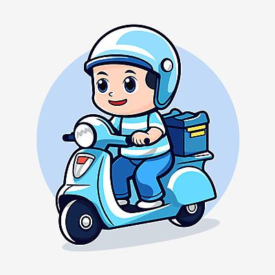 전신 캐릭터 남자 하늘색 일러스트 한명 성인 파란색 운전 오토바이 배달원 승차 배송 성인남자한명만 일러캐릭터 AI파일 직업 1 컬러 모션 사람 바이크 남자한명만 성인남자만 파일형식 벡터