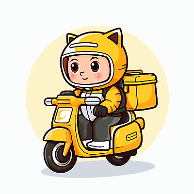 전신 캐릭터 남자 일러스트 한명 성인 노란색 운전 오토바이 배달원 승차 배송 성인남자한명만 일러캐릭터 AI파일 직업 1 컬러 모션 사람 바이크 남자한명만 성인남자만 파일형식 벡터