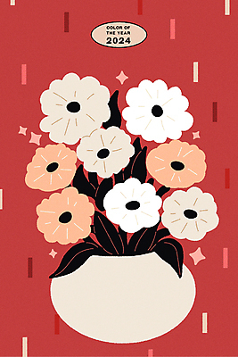 꽃 일러스트 사람없음 반짝임 꽃병 분위기 오브젝트 엽서 트렌드컬러 피치퍼즈 국내일러스트 AI파일 식물 컬러 컨셉 모션 편지 파일형식 벡터