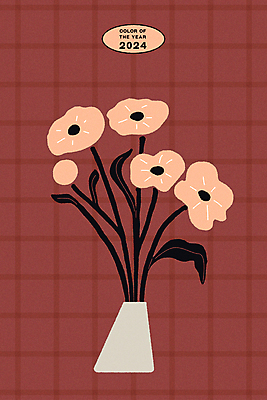 꽃 일러스트 사람없음 꽃병 분위기 오브젝트 엽서 격자 트렌드컬러 피치퍼즈 국내일러스트 AI파일 식물 컬러 컨셉 무늬 편지 파일형식 벡터