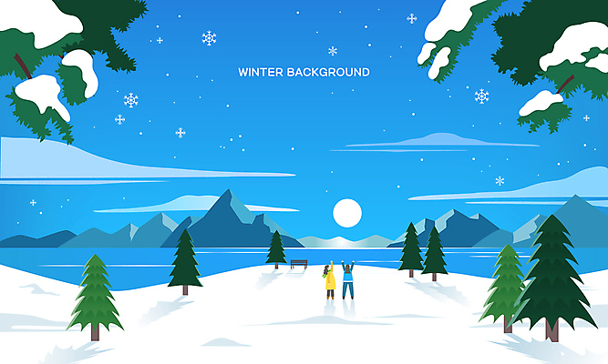 전신 구름 여자 남자 호수 백그라운드 겨울 일러스트 새해 산 눈꽃 풍경 성인 두명 파란색 태양 일출 설원 만세 눈 소나무 성인만 눈덮임 국내일러스트 AI파일 자연요소 나무 계절 컬러 컨셉 모션 날씨 눈_날씨 사람 노을 파일형식 벡터