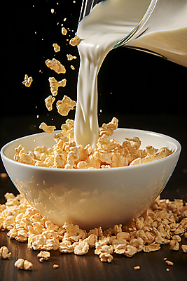 JPG 편집이미지 그릇 백그라운드 사람없음 우유 붓기 시리얼 편집실사 AI포토 AI콘텐츠 식기 음식 모션 유제품 CG 파일형식