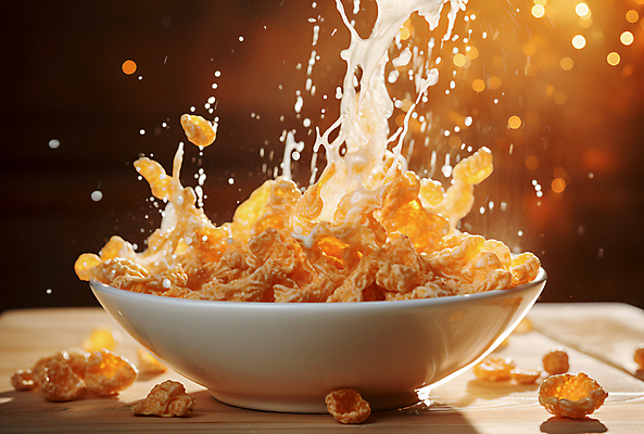 JPG 편집이미지 그릇 백그라운드 사람없음 우유 시리얼 보케 쏟아짐 빛망울 스플래쉬 편집실사 AI포토 AI콘텐츠 식기 음식 모션 유제품 빛 CG 파일형식