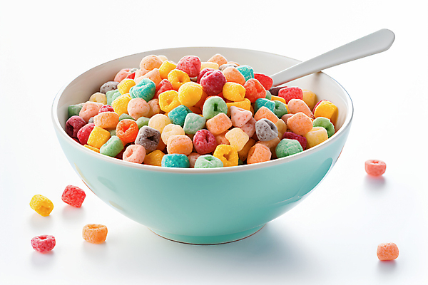 JPG 편집이미지 그릇 백그라운드 사람없음 컬러풀 숟가락 시리얼 편집실사 AI포토 AI콘텐츠 식기 음식 컬러 수저 CG 파일형식