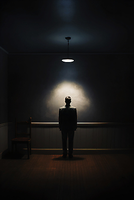 JPG 전신 편집이미지 남자 조명 실내 한명 서기 성인 빛 어둠 공간 방 고독 혼자 성인남자한명만 편집실사 AI인물포토 AI콘텐츠 1 감정 모션 사람 내부 CG 남자한명만 성인남자만 파일형식 AI포토