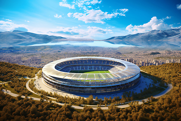 JPG 구름 편집이미지 스포츠 하늘 산 사람없음 강 스타디움 경기장 디지털합성 체육관 편집실사 AI포토 AI콘텐츠 자연요소 스포츠시설 CG 파일형식