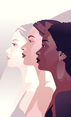 외국인 백인 모델 여자 흑인 일러스트 동양인 상반신 성인 세명 글로벌 뷰티 보라색 우아함 다인종 초상화 성인여자만 국내일러스트 AI파일 서양인 컬러 컨셉 사람 인종 그림 여자만 성인만 파일형식 벡터