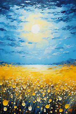 JPG 백그라운드 꽃밭 일러스트 자연 밤하늘 붓터치 풍경 사람없음 달 질감 유화 국내일러스트 AI일러스트 AI콘텐츠 자연요소 꽃 하늘 미술 야간 생태계 파일형식