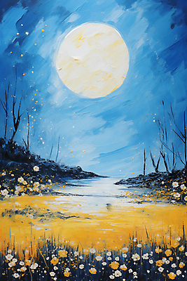 JPG 백그라운드 꽃밭 일러스트 자연 밤하늘 붓터치 풍경 사람없음 강 달 질감 유화 국내일러스트 AI일러스트 AI콘텐츠 자연요소 꽃 하늘 미술 야간 생태계 파일형식