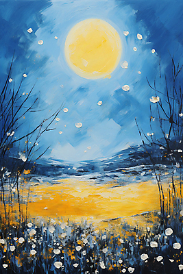 JPG 백그라운드 꽃밭 일러스트 자연 밤하늘 붓터치 풍경 사람없음 달 질감 유화 국내일러스트 AI일러스트 AI콘텐츠 자연요소 꽃 하늘 미술 야간 생태계 파일형식