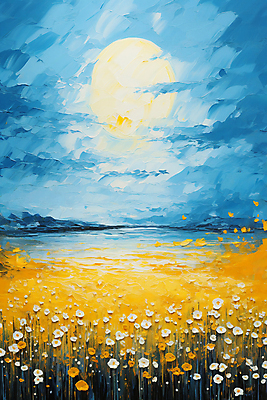 JPG 백그라운드 꽃밭 일러스트 자연 밤하늘 붓터치 풍경 사람없음 달 질감 유화 국내일러스트 AI일러스트 AI콘텐츠 자연요소 꽃 하늘 미술 야간 생태계 파일형식