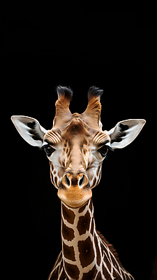 JPG 동물 편집이미지 한마리 얼굴 사람없음 검은색 기린 편집실사 AI포토 AI콘텐츠 1 컬러 포유류 신체부위 CG 파일형식