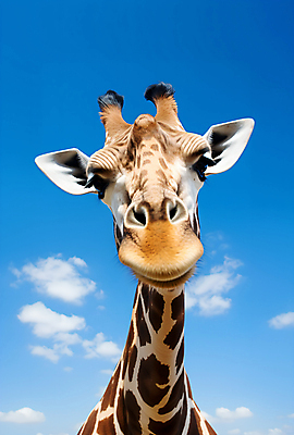 JPG 동물 구름 편집이미지 한마리 얼굴 하늘 사람없음 기린 편집실사 AI포토 AI콘텐츠 자연요소 1 포유류 신체부위 CG 파일형식