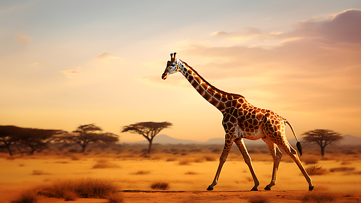 JPG 동물 구름 편집이미지 한마리 야생동물 자연 하늘 풍경 사람없음 일몰 기린 사바나 편집실사 AI포토 AI콘텐츠 자연요소 1 포유류 노을 CG 생태계 파일형식