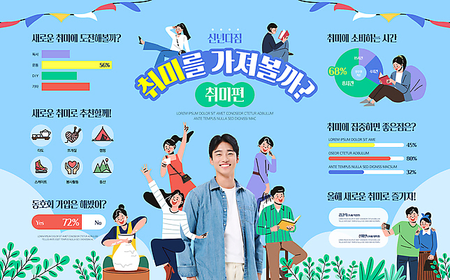 전신 템플릿 여자 남자 하늘색 그래프 미소 앉기 여러명 상반신 20대 성인 취미 독서 인포그래픽 한국인 도전 풀잎 도자기공예 브이 동호회 성인만 이미지템플릿 AI파일 다수 잎 모션 표정 사람 동양인 손짓 청년 파란색 풀_식물 공예 파일형식 벡터