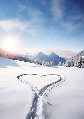JPG 구름 편집이미지 하늘색 백그라운드 설경 겨울 자연 하늘 풍경 사람없음 햇빛 설원 흰색 하트 설산 편집실사 AI포토 AI콘텐츠 자연요소 모양 계절 컬러 산 눈_날씨 파란색 태양 CG 생태계 파일형식