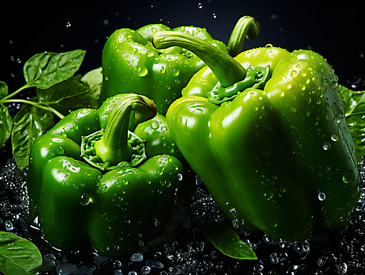 JPG 편집이미지 자연 나뭇잎 파프리카 건강 사람없음 초록색 물 물방울 신선 수분 유기농 편집실사 AI포토 AI콘텐츠 자연요소 웰빙 컬러 잎 채소 CG 생태계 파일형식