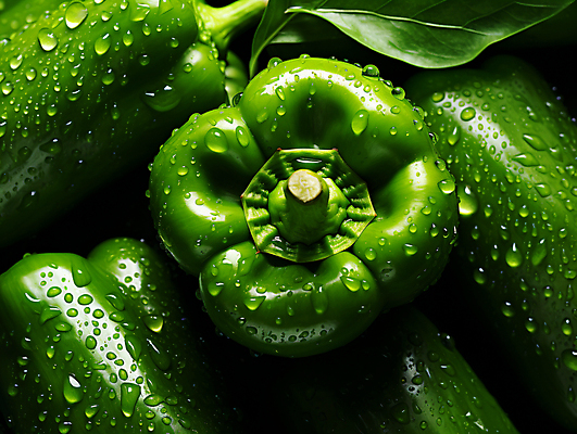 JPG 편집이미지 자연 파프리카 건강 사람없음 초록색 물 물방울 신선 수분 유기농 편집실사 AI포토 AI콘텐츠 자연요소 웰빙 컬러 채소 CG 생태계 파일형식