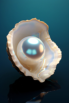 JPG 편집이미지 장신구 사람없음 반사 조개껍데기 보석 디지털합성 진주 진주조개 편집실사 AI포토 AI콘텐츠 조개 광석 CG 파일형식