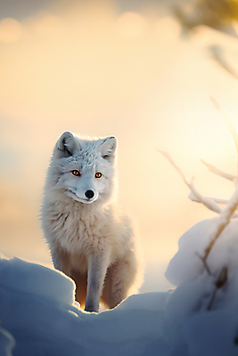 JPG 동물 편집이미지 한마리 겨울 사람없음 빛 눈 여우 백여우 북극여우 편집실사 AI포토 AI콘텐츠 자연요소 1 계절 포유류 날씨 CG 파일형식