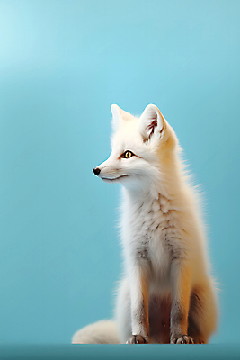 JPG 동물 편집이미지 한마리 하늘색 사람없음 여우 백여우 북극여우 편집실사 AI포토 AI콘텐츠 1 포유류 파란색 CG 파일형식
