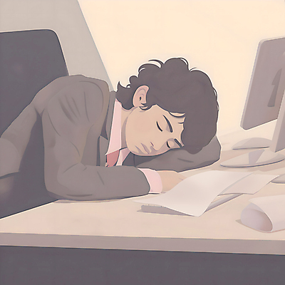 JPG 남자 종이 엎드리기 의자 일러스트 회사 직장 피곤 한명 상반신 성인 컴퓨터 사무실 눈감음 잠 직장인 비즈니스맨 책상 문서 야근 과로 성인남자한명만 번아웃증후군 국내일러스트 AI일러스트 AI콘텐츠 직업 1 가구 컨셉 비즈니스 모션 사람 전자제품 업무 사회이슈 남자한명만 성인남자만 파일형식