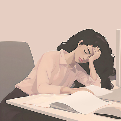 JPG 여자 종이 의자 일러스트 회사 직장 피곤 한명 상반신 성인 컴퓨터 사무실 눈감음 잠 직장인 비즈니스우먼 책상 문서 두통 야근 과로 성인여자한명만 번아웃증후군 국내일러스트 AI일러스트 AI콘텐츠 직업 1 가구 컨셉 비즈니스 모션 사람 전자제품 업무 질병 사회이슈 여자한명만 성인여자만 파일형식