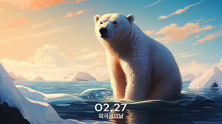 PSD 편집이미지 한마리 기념일 바다 하늘 사람없음 물 북극 북극곰 빙하 이미지편집 자연요소 1 곰 이벤트 극지방 파일형식