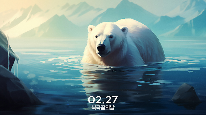 PSD 편집이미지 한마리 기념일 바다 하늘색 하늘 사람없음 물 북극 북극곰 빙하 이미지편집 자연요소 1 곰 이벤트 파란색 극지방 파일형식