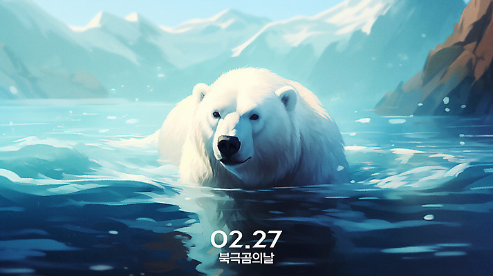 PSD 편집이미지 한마리 기념일 바다 하늘색 하늘 사람없음 물 북극 북극곰 빙하 이미지편집 자연요소 1 곰 이벤트 파란색 극지방 파일형식