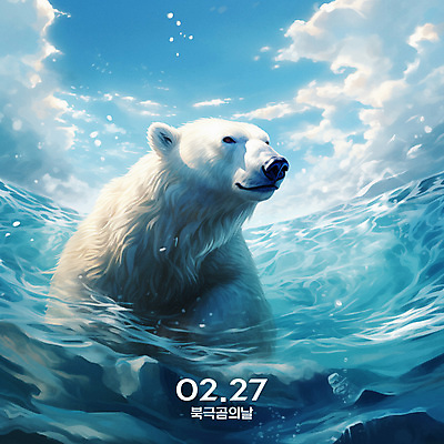 PSD 구름 편집이미지 한마리 기념일 바다 하늘색 하늘 사람없음 물 북극 북극곰 이미지편집 자연요소 1 곰 이벤트 파란색 극지방 파일형식