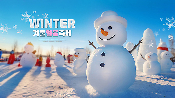 PSD 편집이미지 모자 겨울 눈사람 하늘 눈꽃 타이포그라피 사람없음 설원 얼음 축제 목도리 추위 눈 이미지편집 자연요소 문자 잡화 계절 날씨 눈_날씨 파일형식