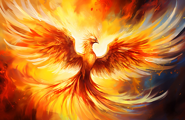 JPG 편집이미지 한마리 날개 조류 불 불꽃 사람없음 빨간색 주황색 뜨거움 화려 신화 환상 불사조 편집실사 자연요소 동물 1 컬러 컨셉 CG 파일형식