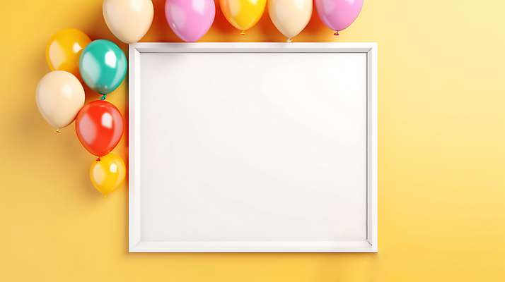 JPG 편집이미지 프레임 이벤트 사람없음 컬러풀 노란색 파티 화려 풍선 카피스페이스 편집실사 AI포토 AI콘텐츠 컬러 컨셉 공백 CG 파일형식