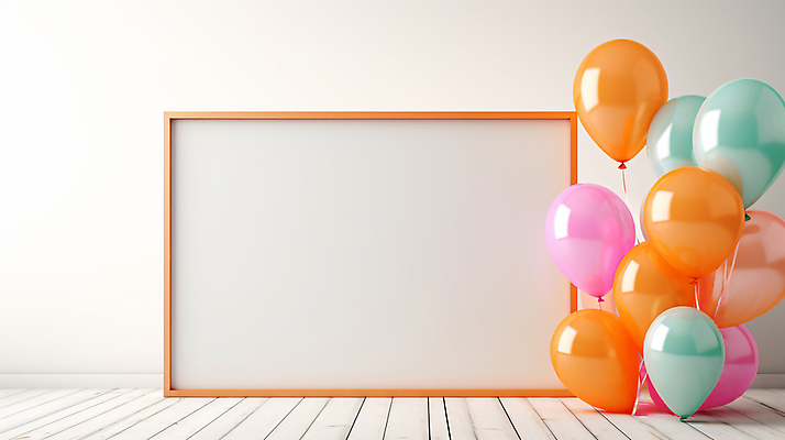 JPG 편집이미지 프레임 이벤트 사람없음 컬러풀 파티 공간 화려 풍선 카피스페이스 편집실사 AI포토 AI콘텐츠 컬러 컨셉 공백 CG 파일형식