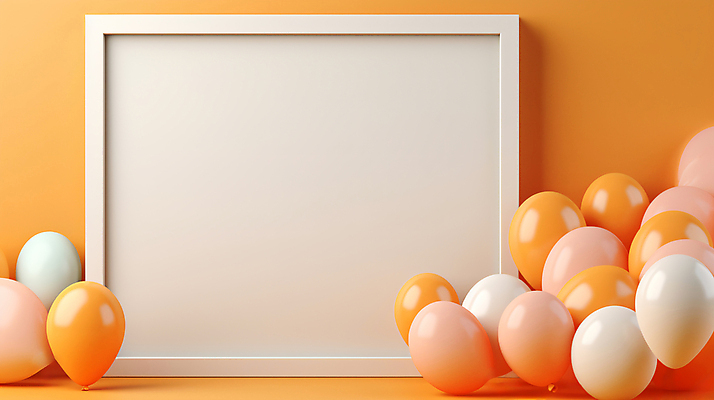 JPG 편집이미지 프레임 이벤트 사람없음 파티 주황색 흰색 화려 풍선 카피스페이스 편집실사 AI포토 AI콘텐츠 컬러 컨셉 공백 CG 파일형식