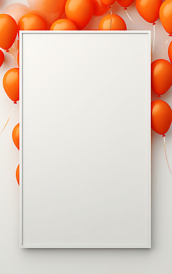 JPG 편집이미지 프레임 이벤트 사람없음 파티 주황색 흰색 화려 풍선 카피스페이스 편집실사 AI포토 AI콘텐츠 컬러 컨셉 공백 CG 파일형식