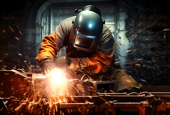 JPG 편집이미지 남자 건축 불꽃 노동자 한명 상반신 성인 작업 뜨거움 스파크 용접 용접공 용접기 용접마스크 성인남자한명만 편집실사 AI인물포토 AI콘텐츠 직업 1 불 마스크 사람 CG 남자한명만 성인남자만 파일형식 AI포토