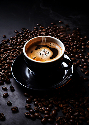 JPG 편집이미지 커피 사람없음 원두 뜨거움 커피잔 향 아메리카노 드립커피 차받침대 편집실사 AI포토 AI콘텐츠 음료 잔 받침대 CG 파일형식