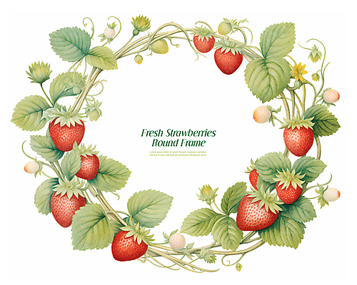 PSD 식물 잎 과일 일러스트 딸기 프레임 사람없음 빈티지 감성 국내일러스트 컨셉 파일형식